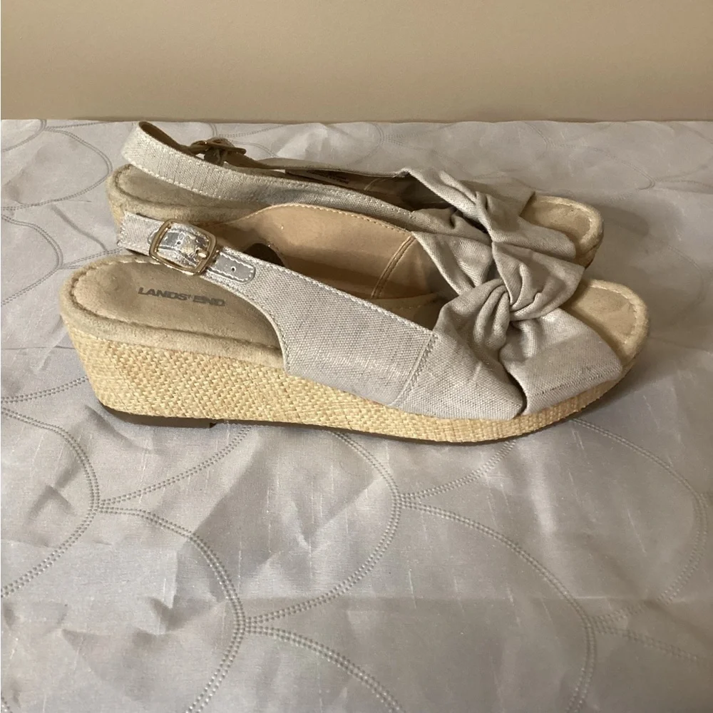 Lands End Canvas Slingback Wedge